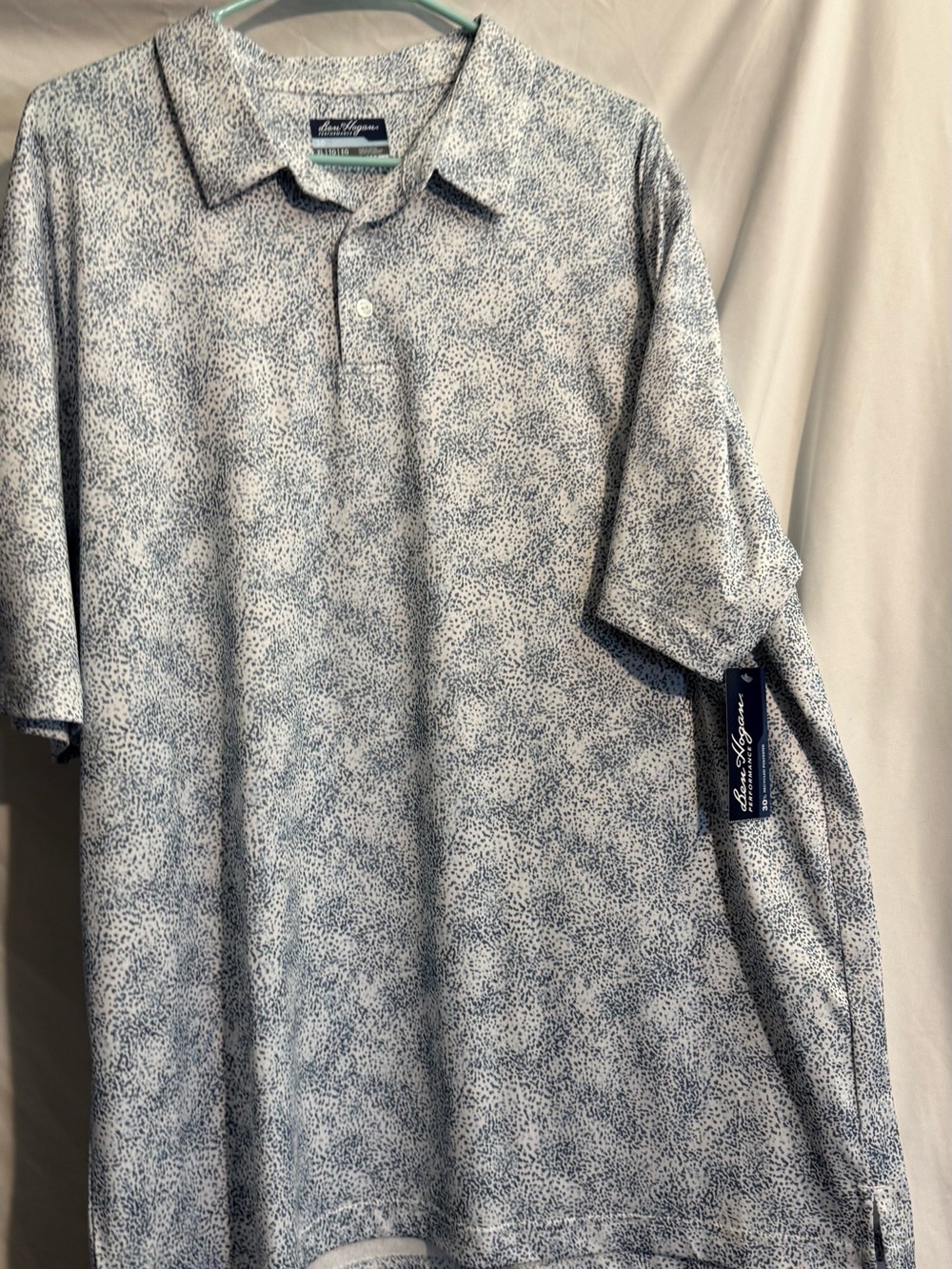 Hogan Men’s Polo in White with Navy Speckle